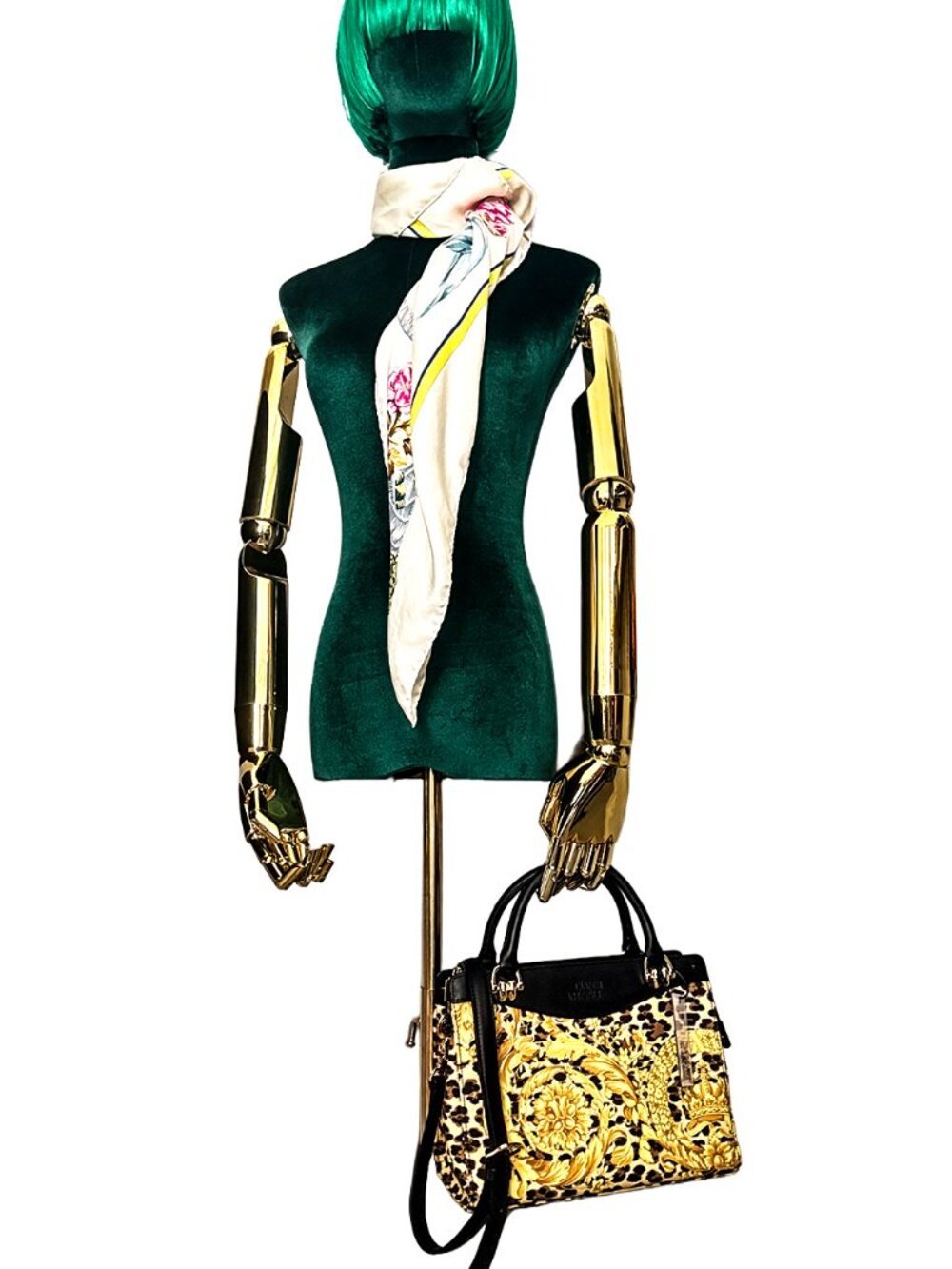 Gianni Versace Sunburst Leather and Canvas Tote Bag with Strap - Picture 15 of 16